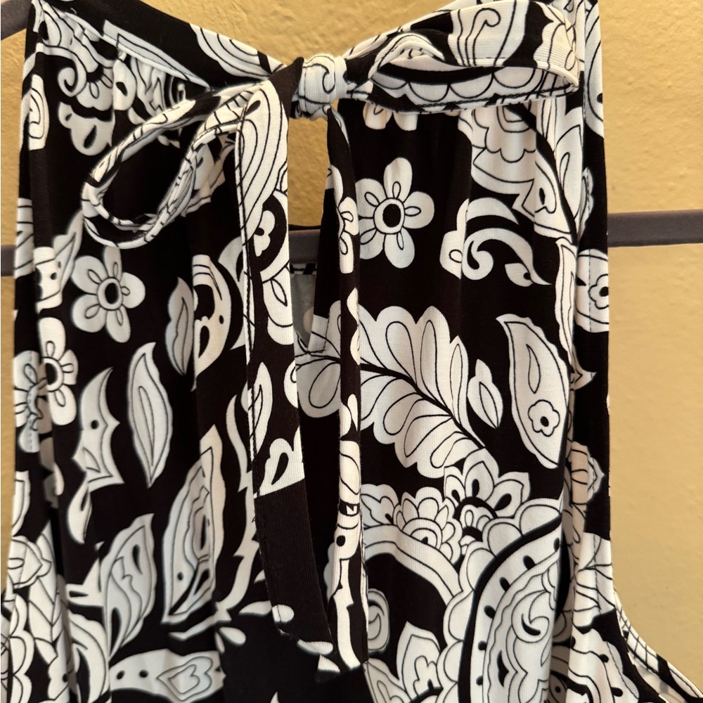 LOFT Black and White Floral Halter Dress - Picture 2 of 5